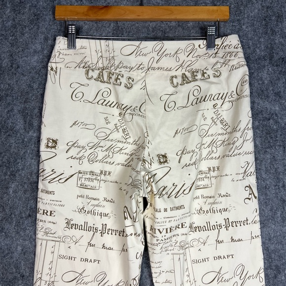 Krazy Larry Beige & BrownCursive Skinny Pants Pull-OnStretch Size 6 - Picture 10 of 12